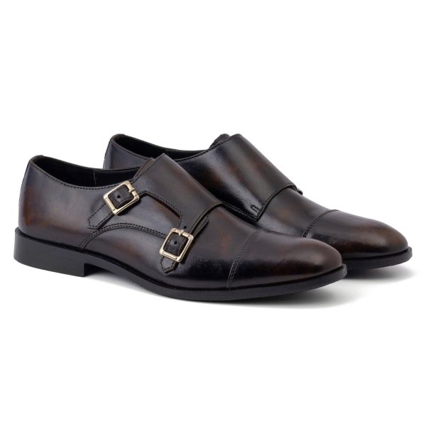 Bella Tread Men's Handcrafted[ Brown Double Monk Strap