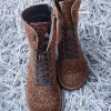 Leopard Print Boots Women Anatomical Lace Up Combat