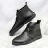 Barefoot Black Leather Boots For Women Wide Toe